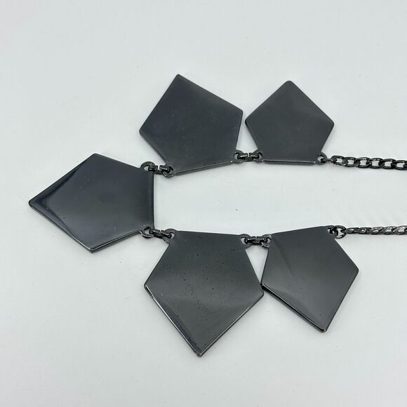 Express Necklace Statement Gray Blue Glitter Geometric Statement - Picture 12 of 12